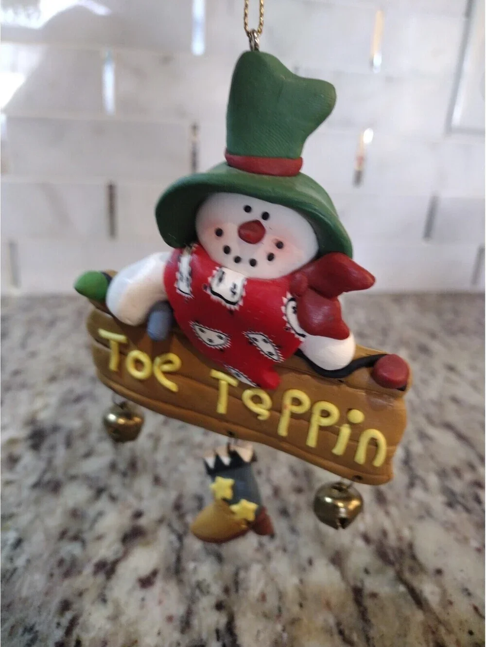 Western Cowboy Christmas Ornament Snowman Toe Tapping Boots Jingles 5